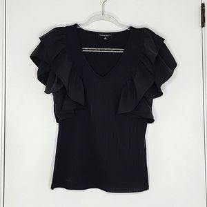 Black top with ruffles sleeves